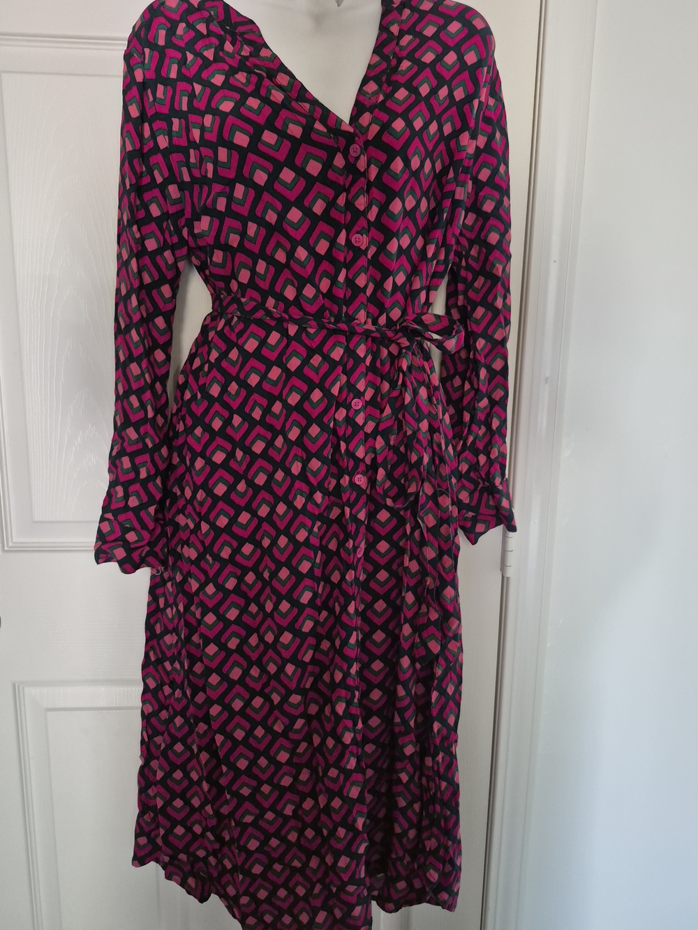 Terra & Sky Pink and Black Geometric Wrap Dress